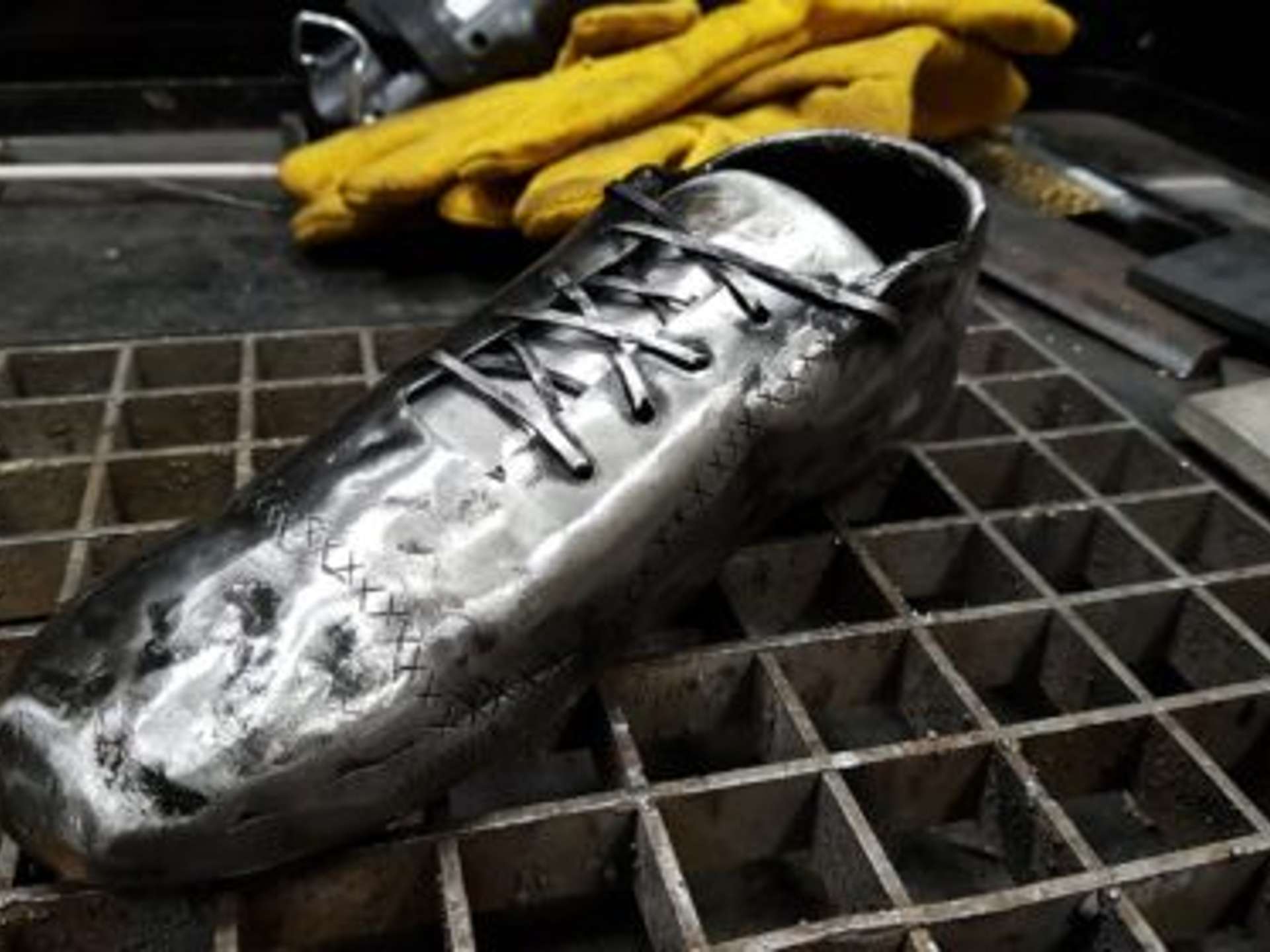 Victorious football boot triumphed in a welding contest