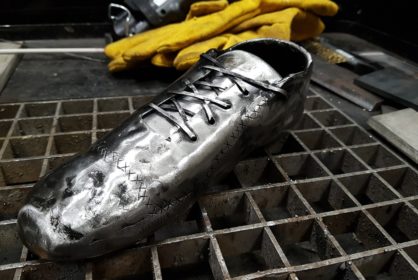 Victorious football boot triumphed in a welding contest